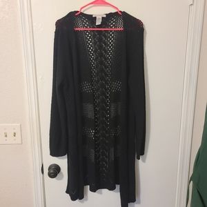 Black crochet cardigan kimono L